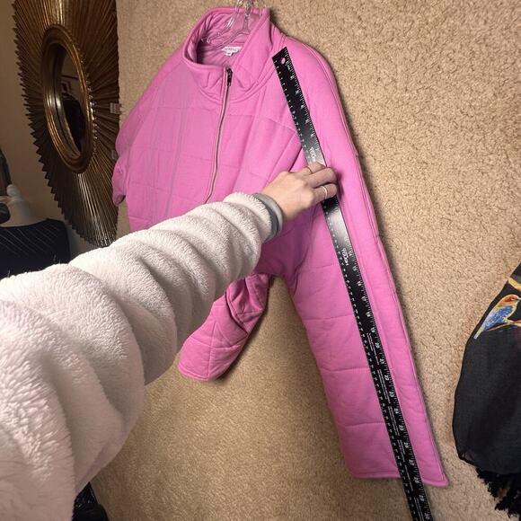 aemi+co Quilted Pink Drop Shoulder Funnel Neck Dixie Jacket Womens Sz M Cottage - Picture 15 of 16